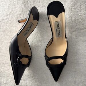 Vintage Jimmy Choo Black Leather Kitten Heels